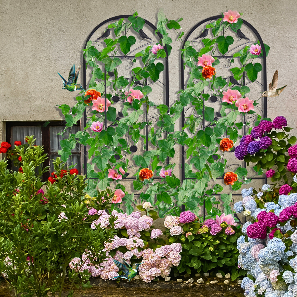2 Pack Garden Trellis Patio Metal Wire Lattices Grid Panels For Climbing Plants