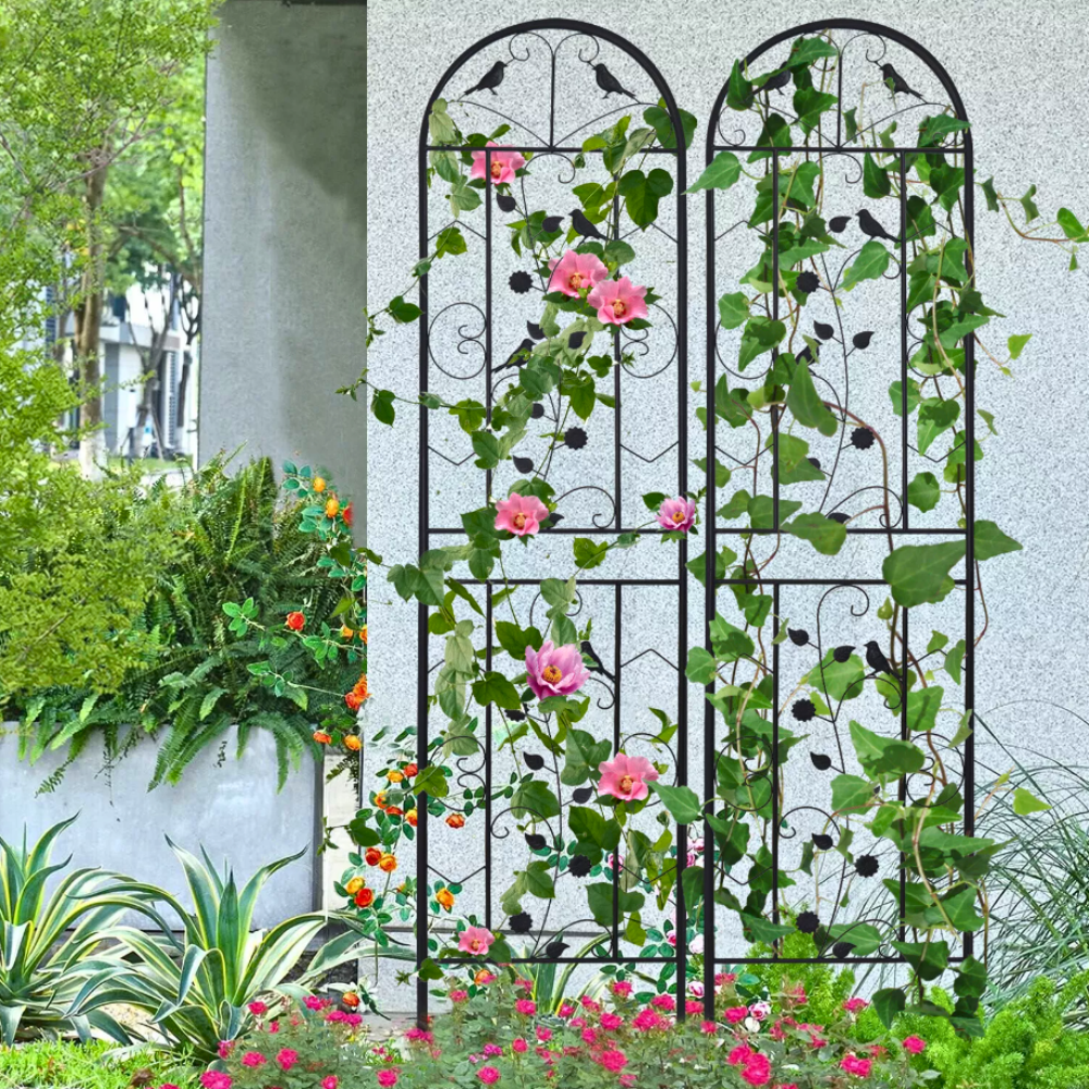 2 Pack Garden Trellis Patio Metal Wire Lattices Grid Panels For Climbing Plants