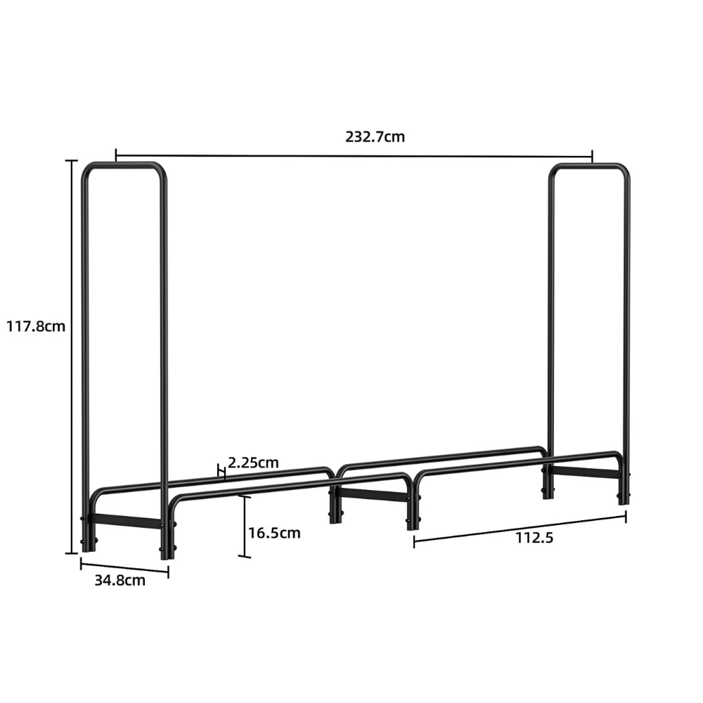 8Ft Metal Firewood Rack Outdoor Wood Stacker