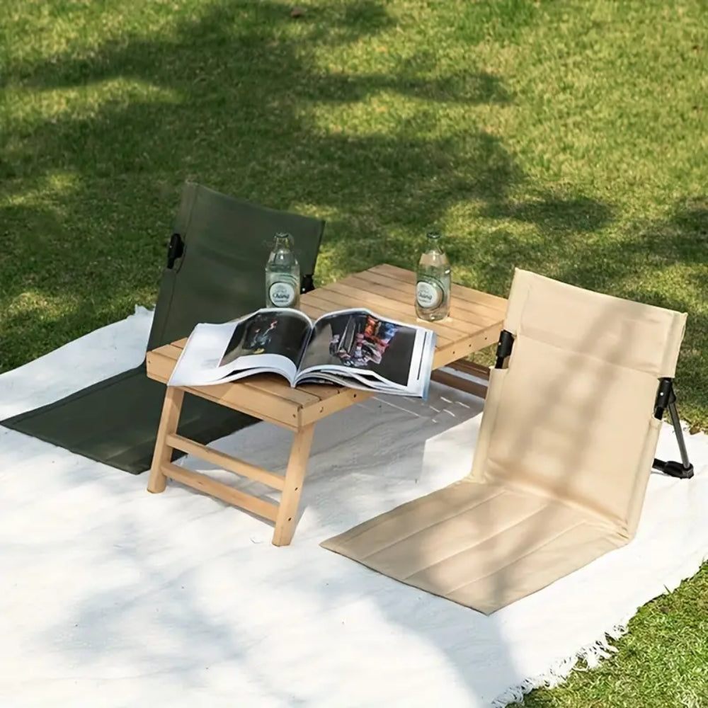 Foldable Camping Chair Outdoor Garden Park Single Lazy Backrest Cushion