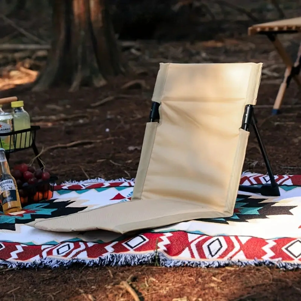 Foldable Camping Chair Outdoor Garden Park Single Lazy Backrest Cushion