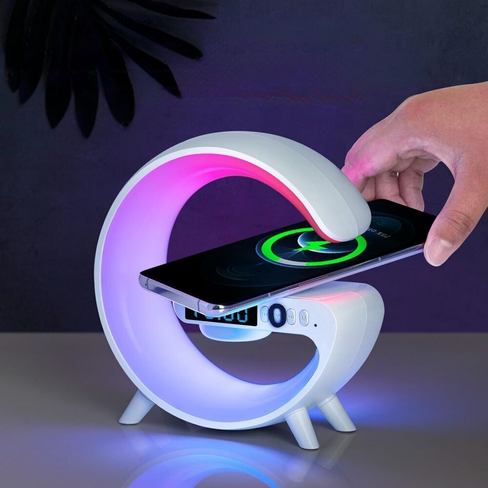 Smart G Lamp Night Light Bluetooth Speaker Wireless Charger Led Rgb Alarm Clock
