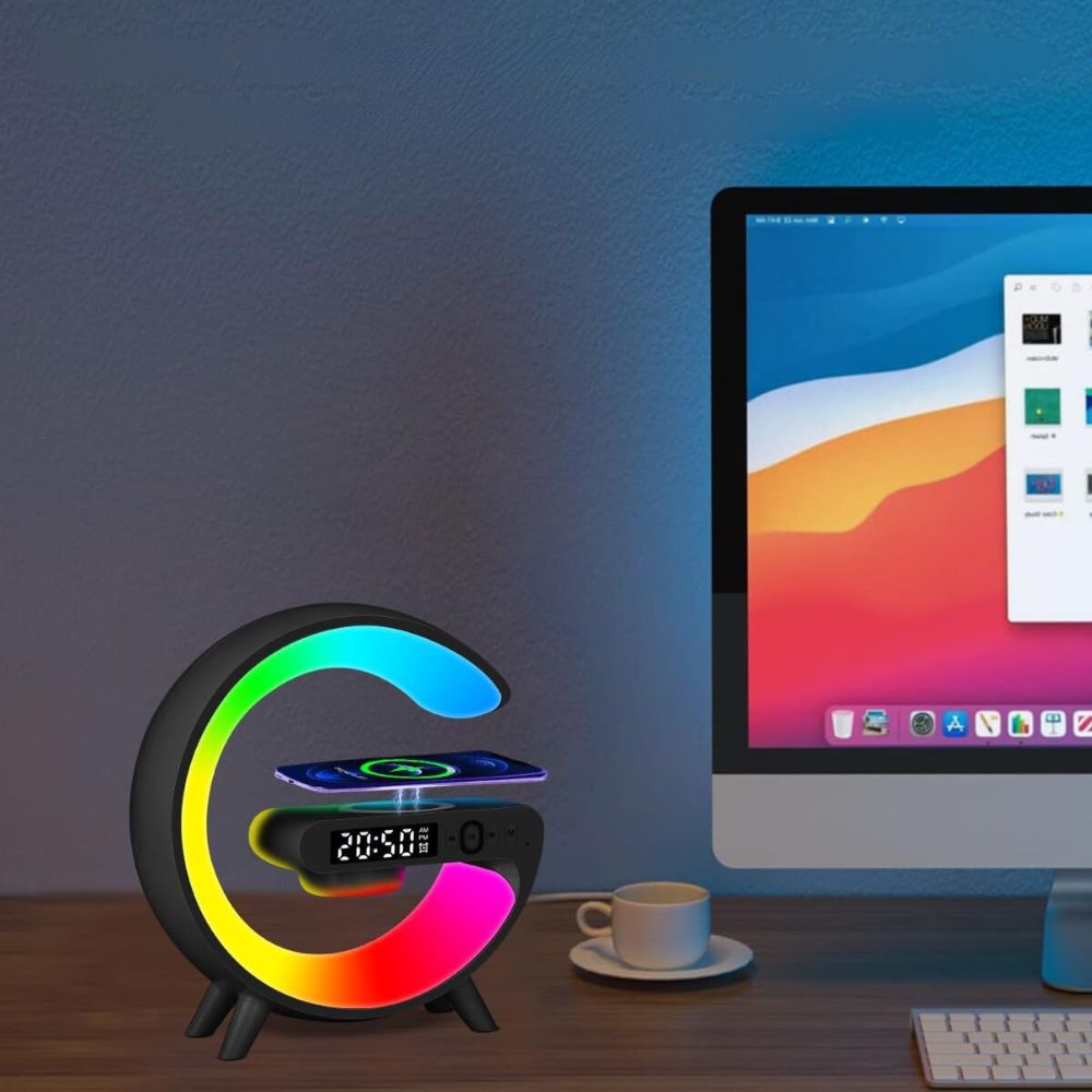 Smart G Lamp Night Light Bluetooth Speaker Wireless Charger Led Rgb Alarm Clock