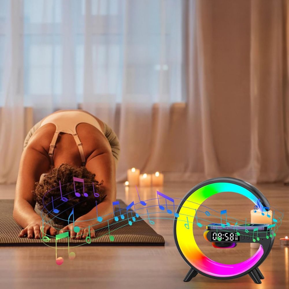 Smart G Lamp Night Light Bluetooth Speaker Wireless Charger Led Rgb Alarm Clock