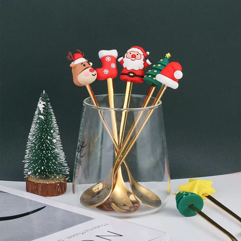 6Pcs Festive Stainless Steel Fork And Spoon Set