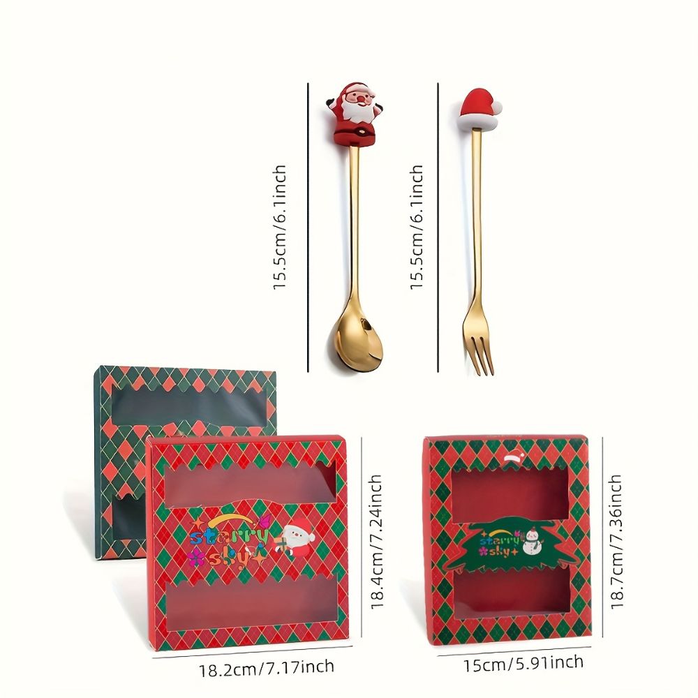 6Pcs Festive Stainless Steel Fork And Spoon Set