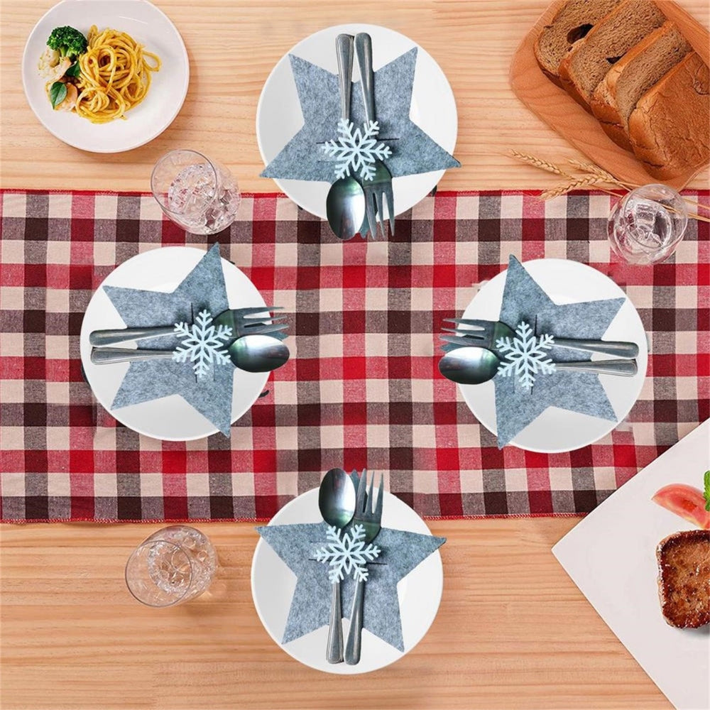 4Pcs/Set Christmas Cutlery Holder Knife And Fork Pocket Bag Cover Star Tree Elk Table Decoration