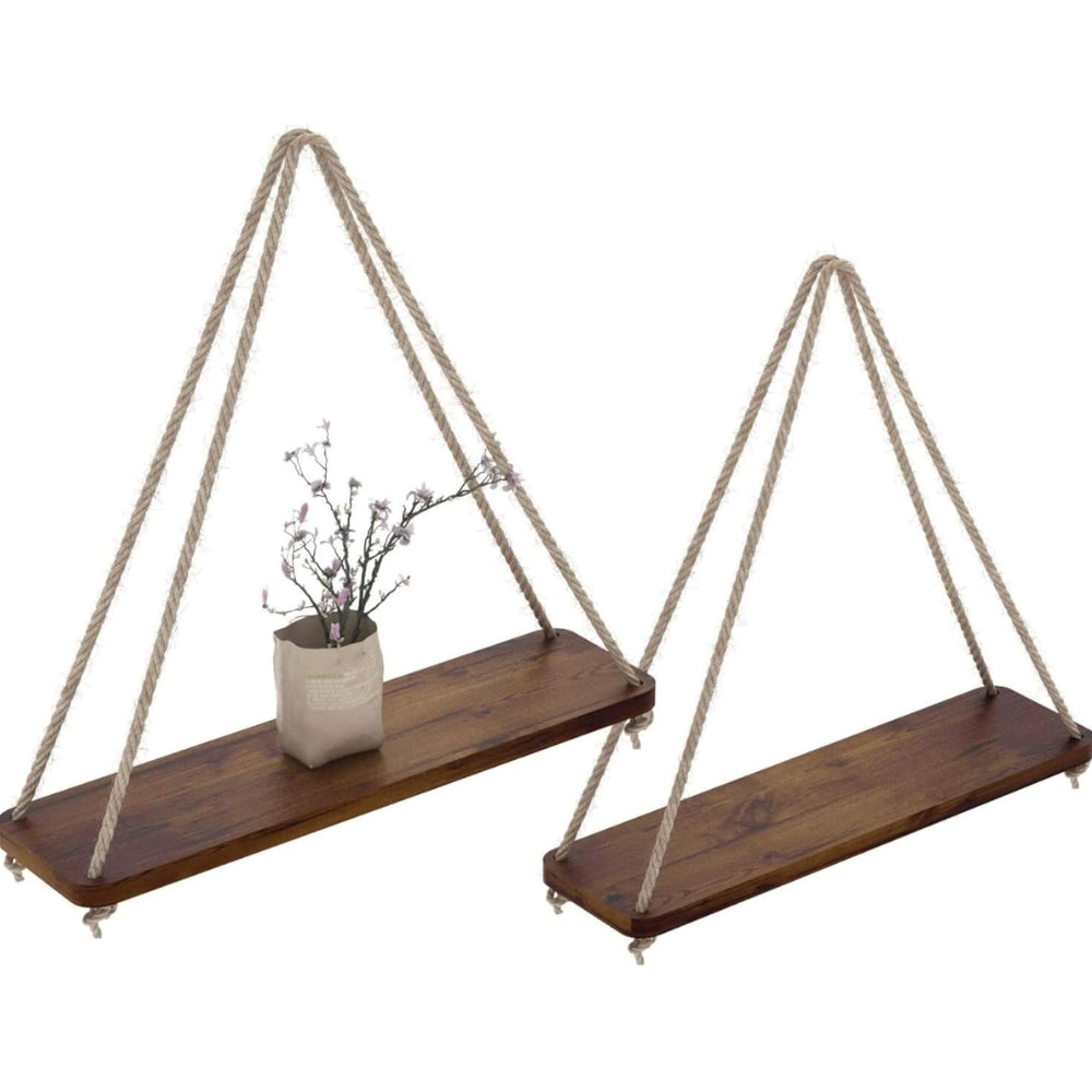 Swing Hanging Hemp Rope Wall Shelve Mounted Floating Plant Flower Pot