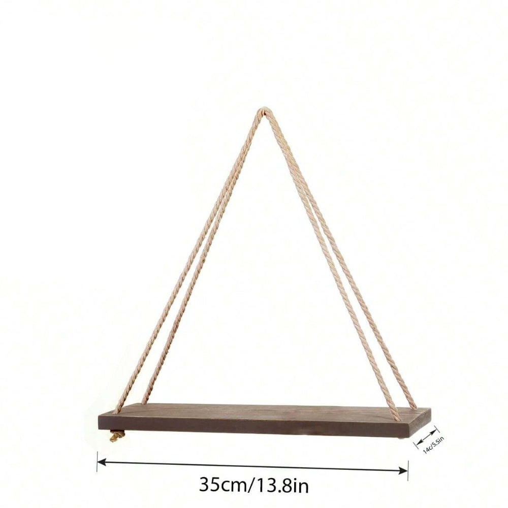Swing Hanging Hemp Rope Wall Shelve Mounted Floating Plant Flower Pot