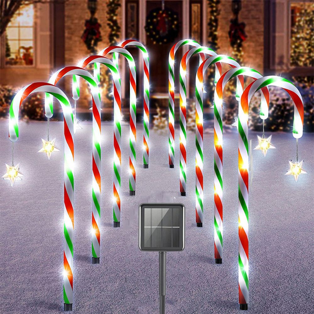 5Pcs Solar Candy Cane Lights Festive Christmas Decor For Gardens Lawns And Landscapes