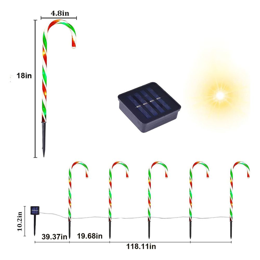 5Pcs Solar Candy Cane Lights Festive Christmas Decor For Gardens Lawns And Landscapes