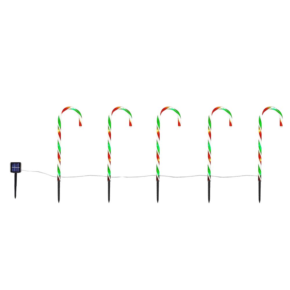 5Pcs Solar Candy Cane Lights Festive Christmas Decor For Gardens Lawns And Landscapes