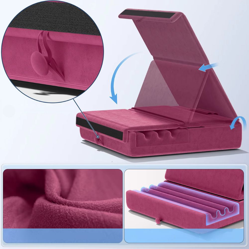 Tablet Pillow Stand Foldable Holder For Ipad Pro With Soft Pad Pocket And Stylus Mount