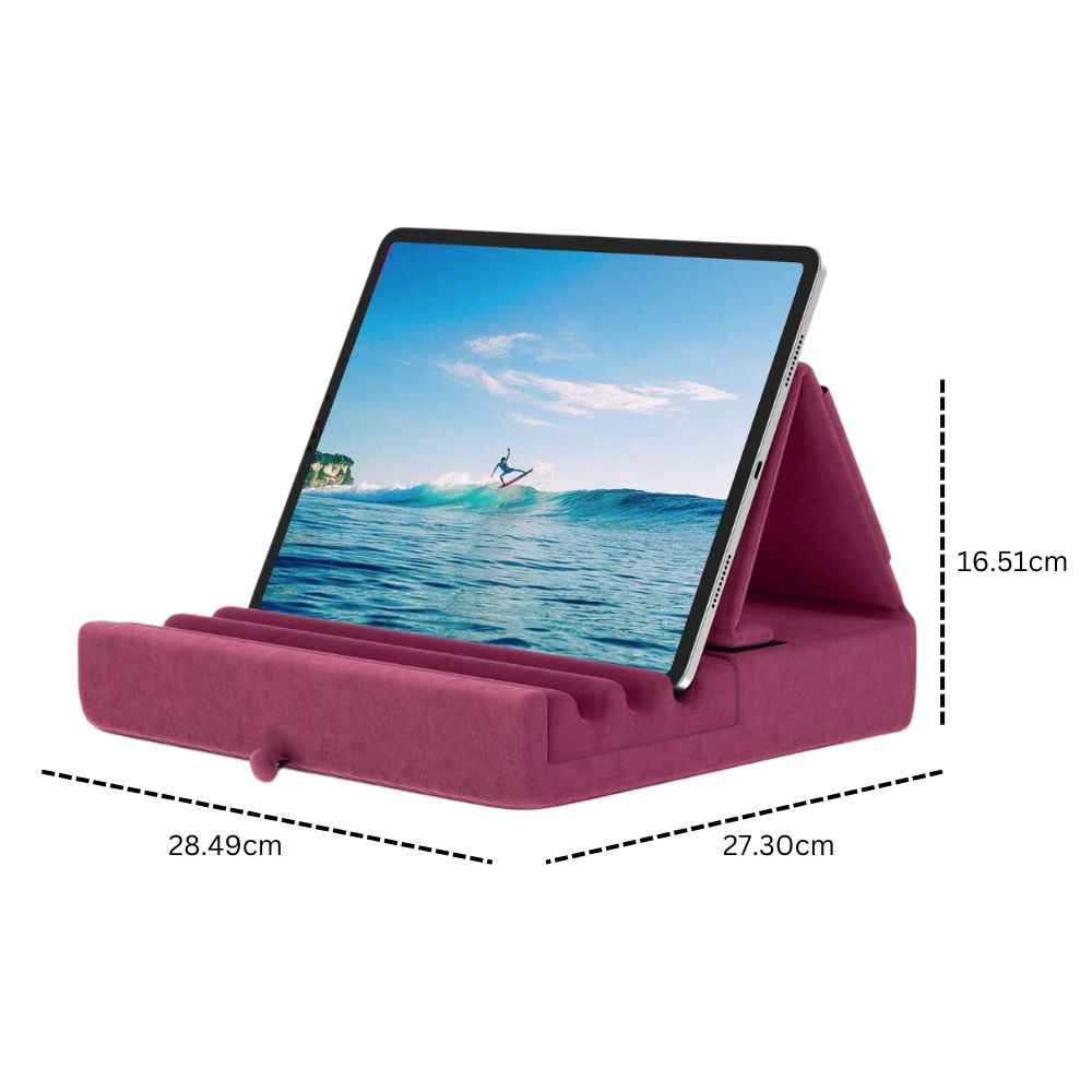 Tablet Pillow Stand Foldable Holder For Ipad Pro With Soft Pad Pocket And Stylus Mount
