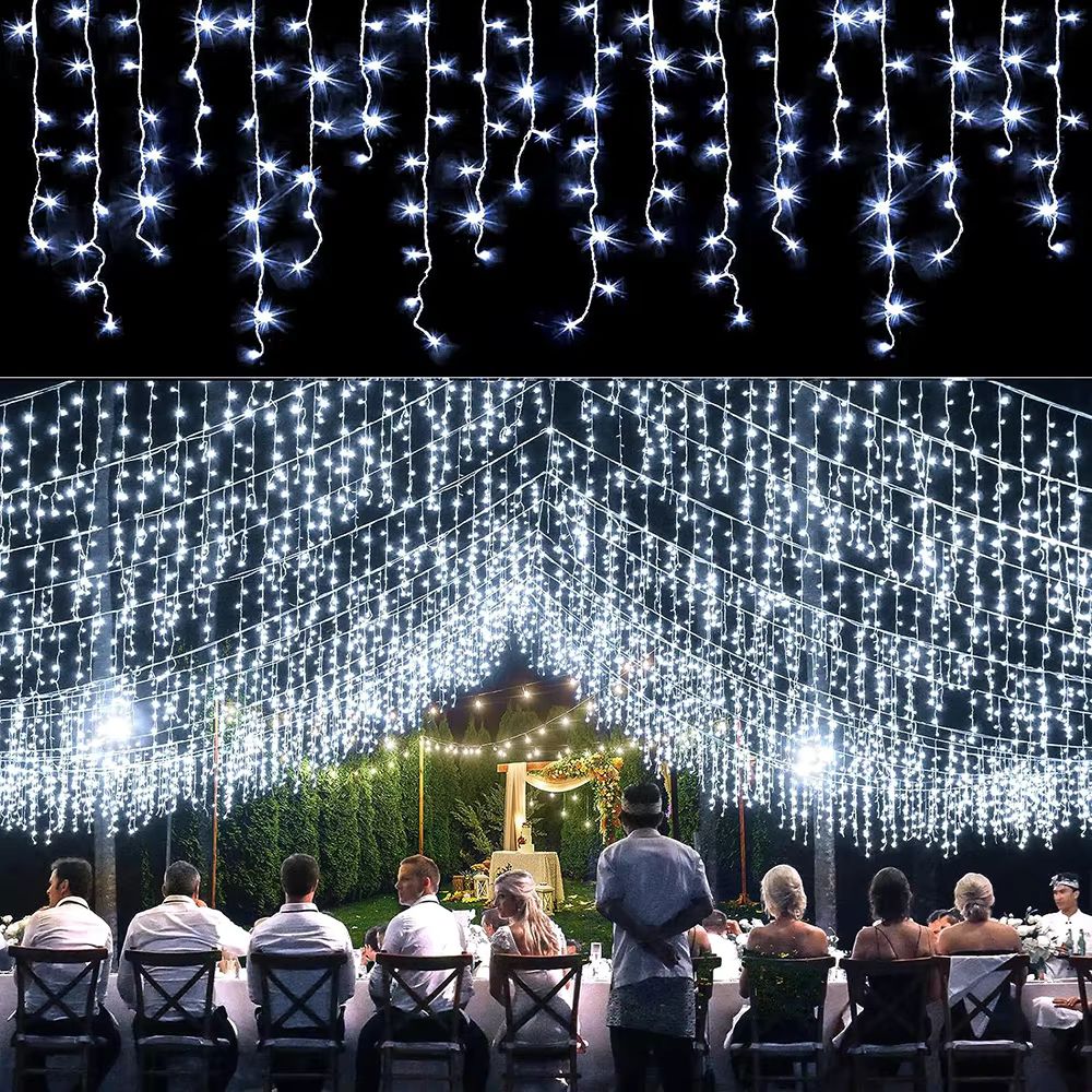 5M 7.5M Solar Curtain String Lights For Festive Outdoor Decor