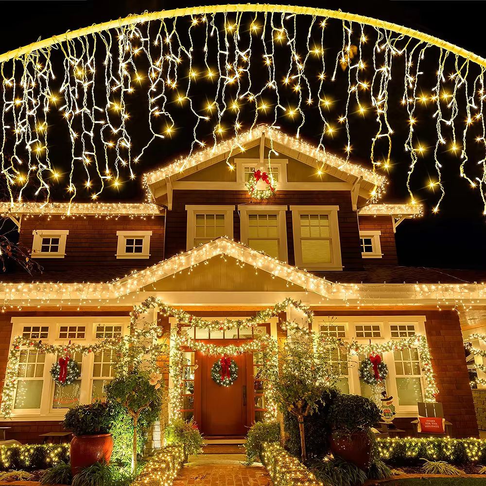 5M 7.5M Solar Curtain String Lights For Festive Outdoor Decor