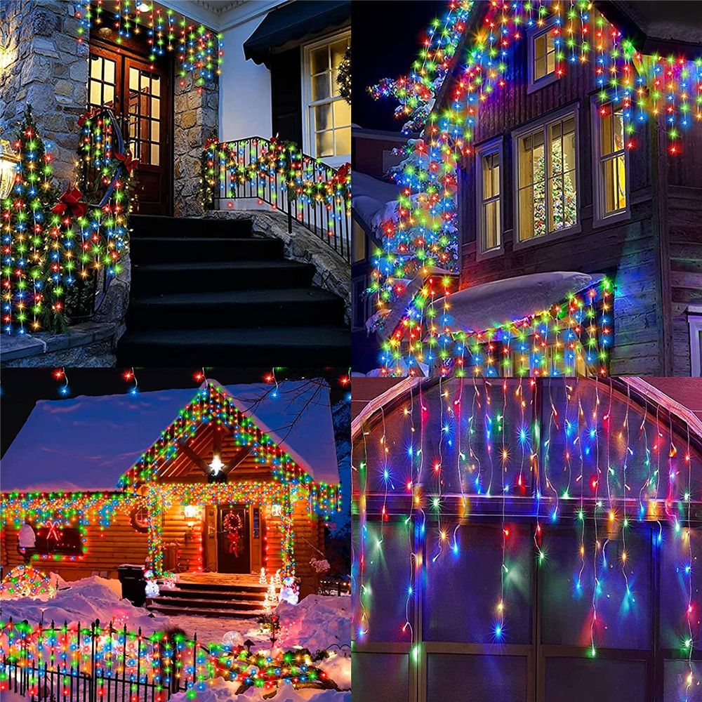 5M 7.5M Solar Curtain String Lights For Festive Outdoor Decor