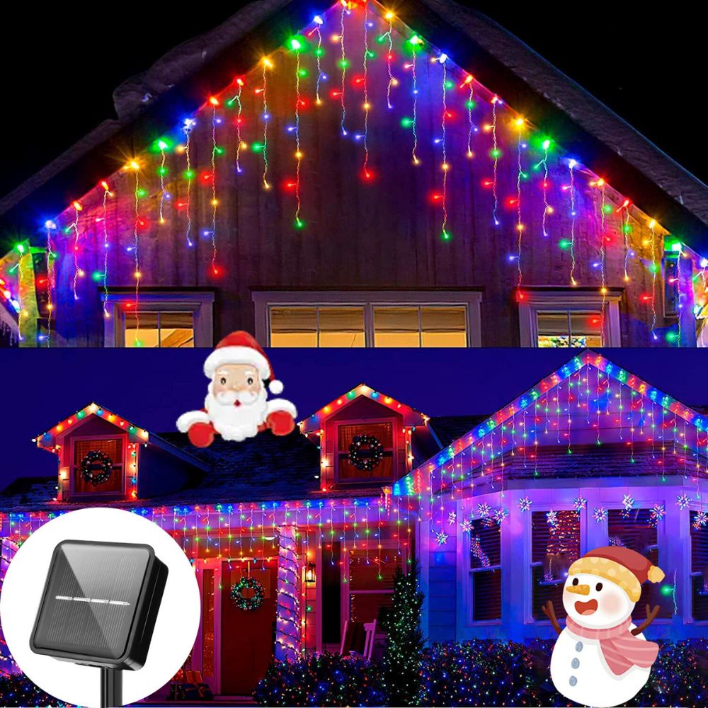 5M 7.5M Solar Curtain String Lights For Festive Outdoor Decor