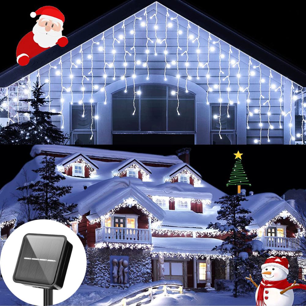 5M 7.5M Solar Curtain String Lights For Festive Outdoor Decor
