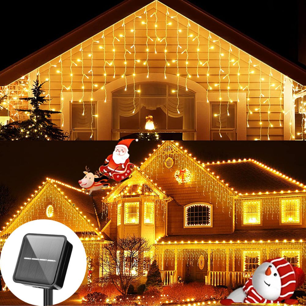 5M 7.5M Solar Curtain String Lights For Festive Outdoor Decor