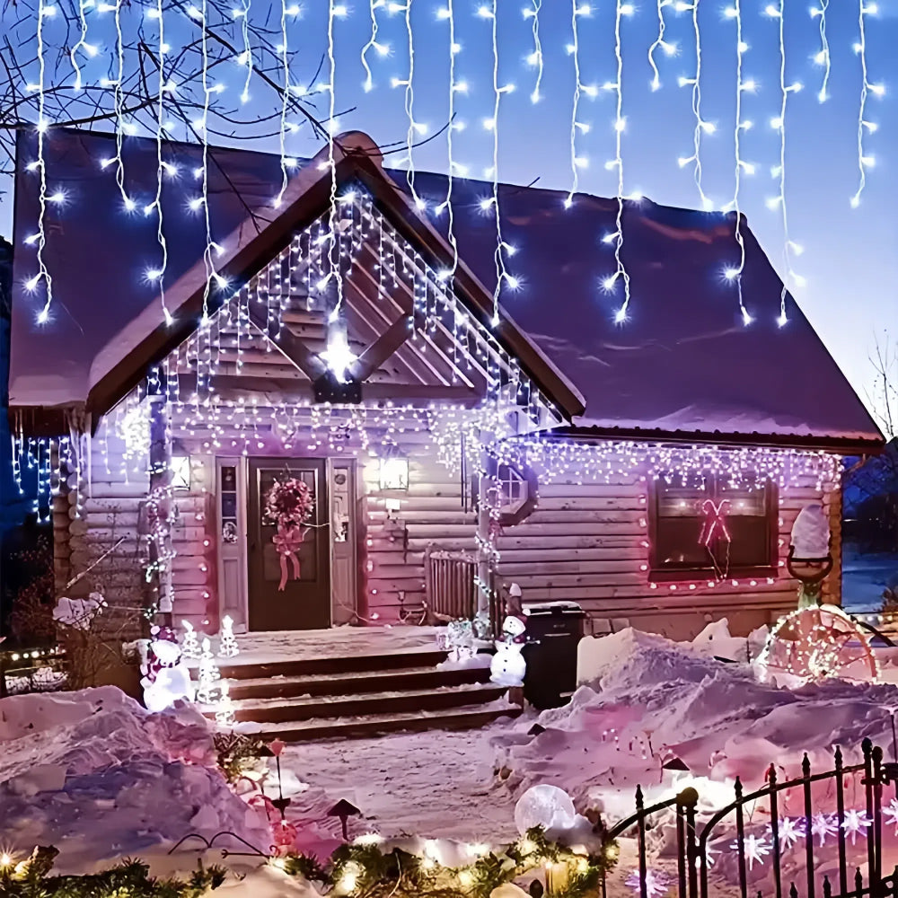 5M 7.5M Solar Curtain String Lights For Festive Outdoor Decor