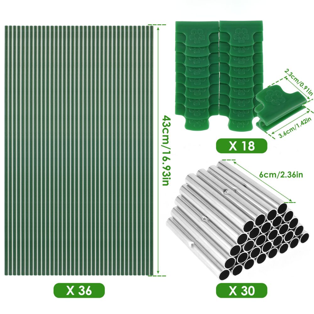 15/36Pcs Greenhouse Hoops Kit With Clips Durable Fiberglass Frame