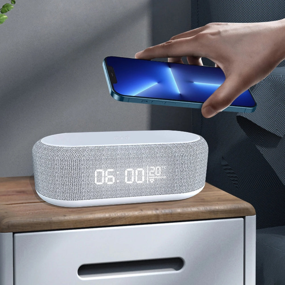 Wireless Charging Alarm Clock With Led Display And Night Light