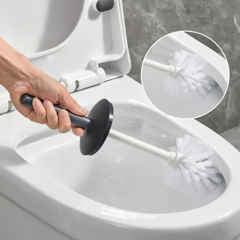Plastic Toilet Brush And Holder Bathroom Removable Handle Sturdy Durable