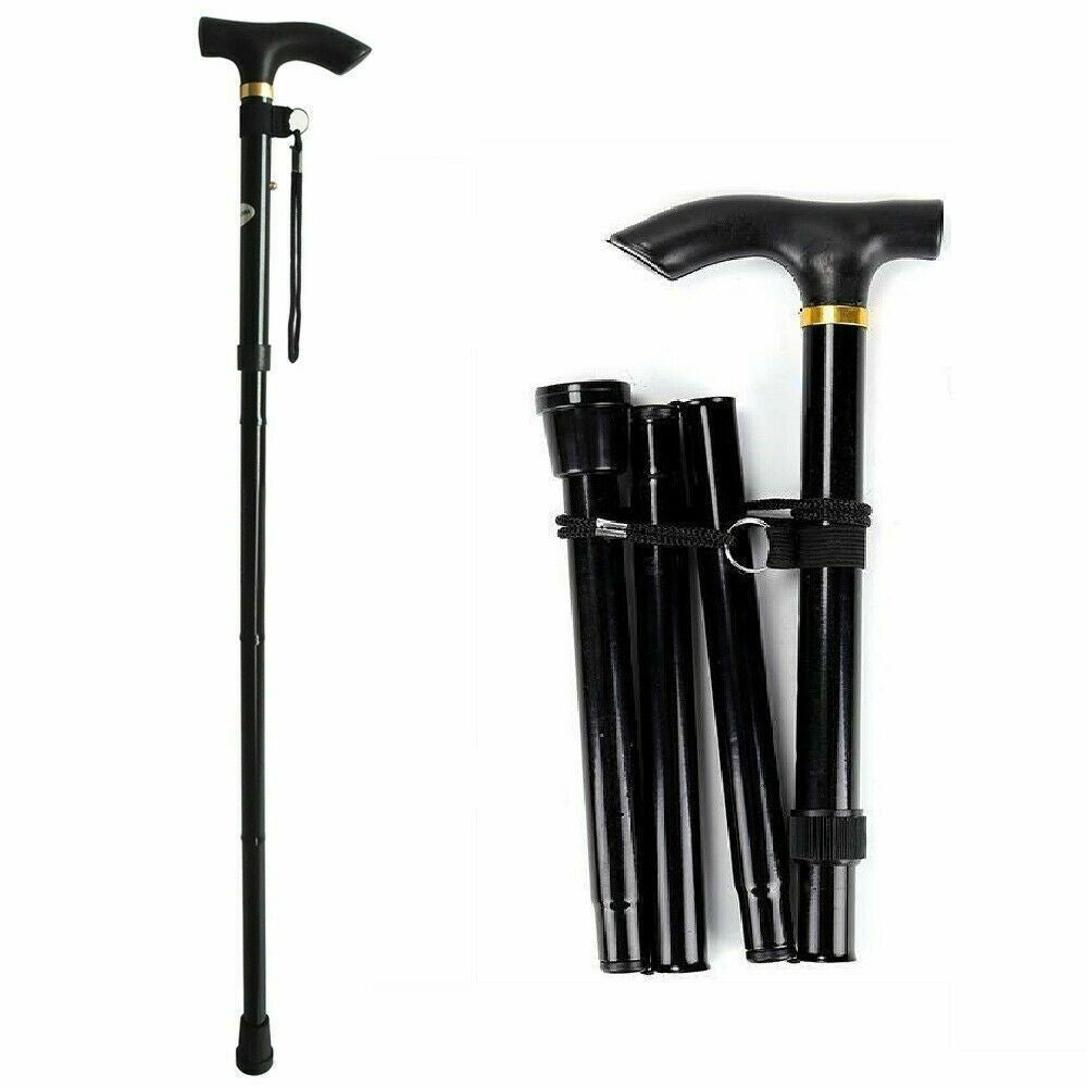 Walking Stick Travel Retractable Hiking Folding Cane Metal Pole
