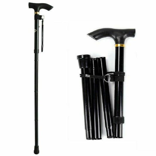 Walking Stick Travel Retractable Hiking Folding Cane Metal Pole