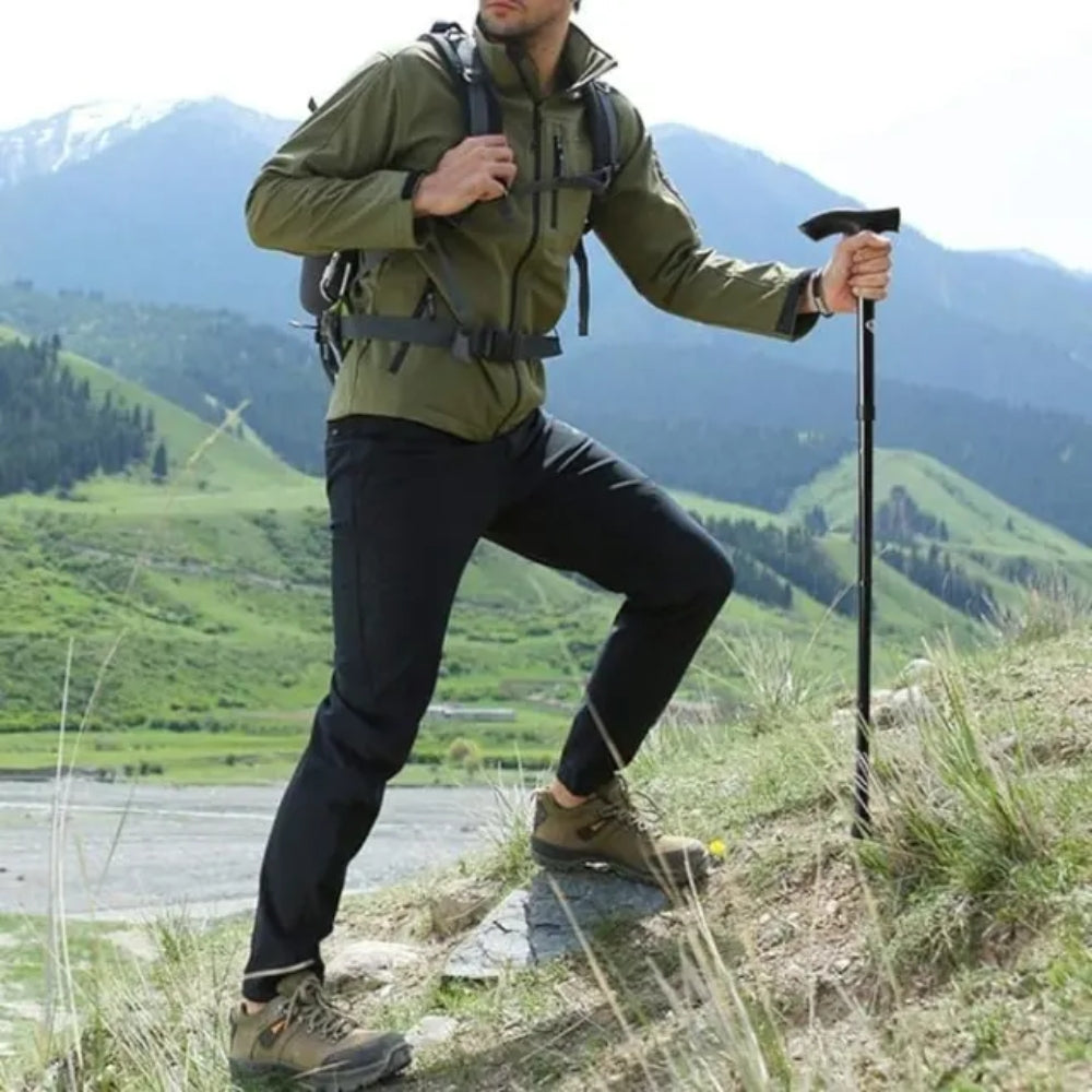 Walking Stick Travel Retractable Hiking Folding Cane Metal Pole