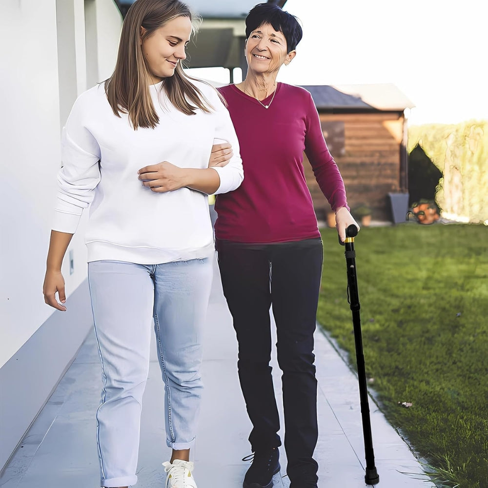 Walking Stick Travel Retractable Hiking Folding Cane Metal Pole