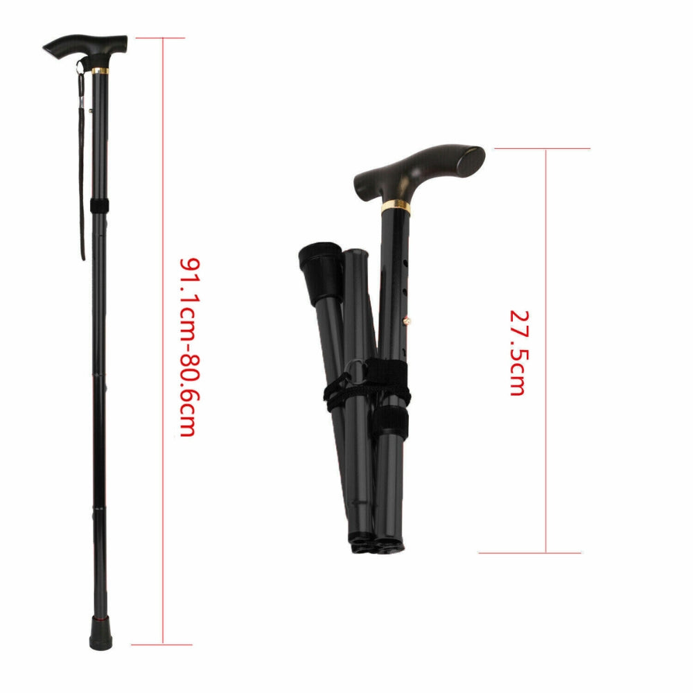 Walking Stick Travel Retractable Hiking Folding Cane Metal Pole