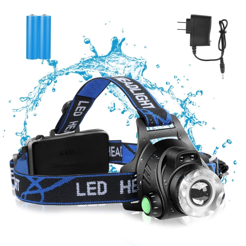 1 Sets of Led Head Torch Headlight Camping Headlamp Rechargeable Waterproof Fishing Light