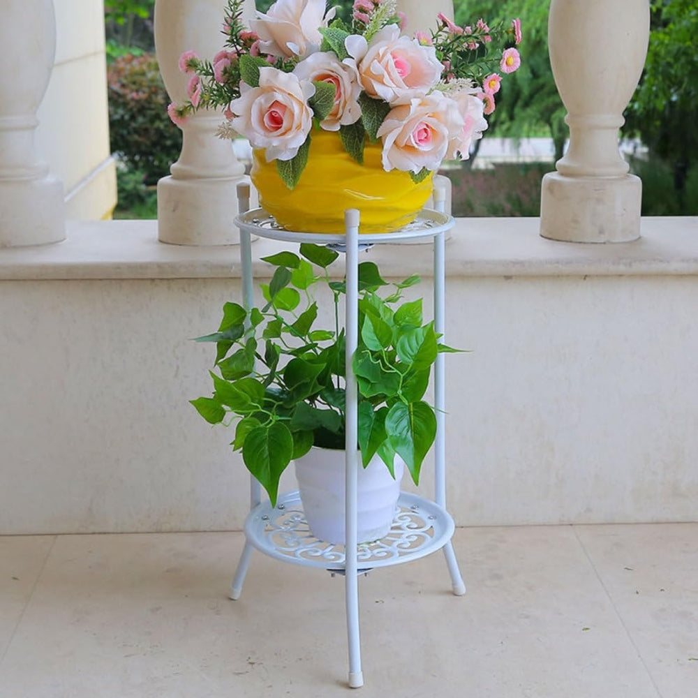 2 Tier Metal Plant Stand For Indoor And Outdoor Decoration