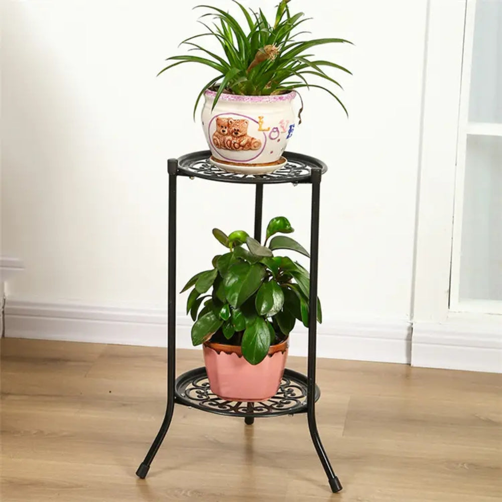 2 Tier Metal Plant Stand For Indoor And Outdoor Decoration