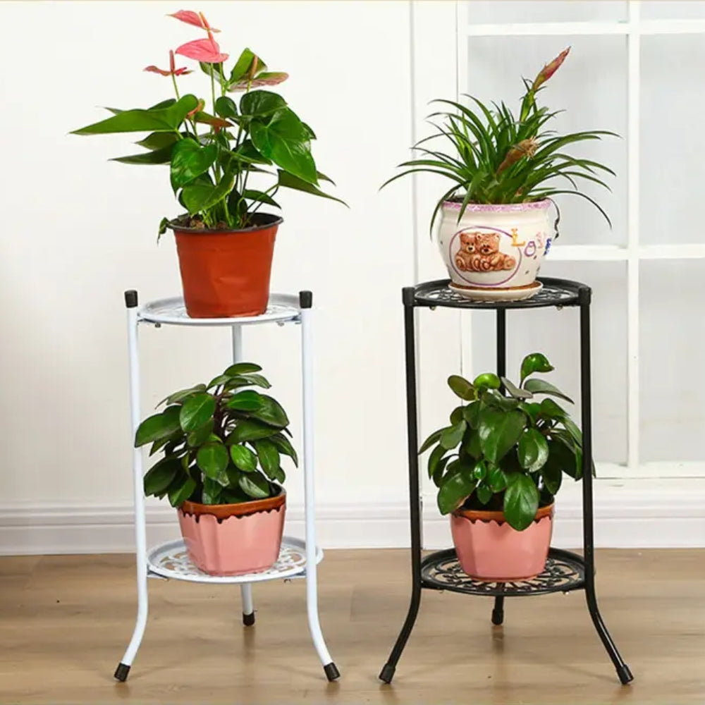 2 Tier Metal Plant Stand For Indoor And Outdoor Decoration