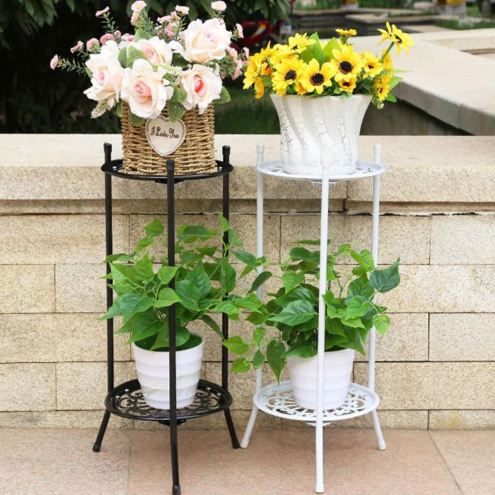 2 Tier Metal Plant Stand For Indoor And Outdoor Decoration