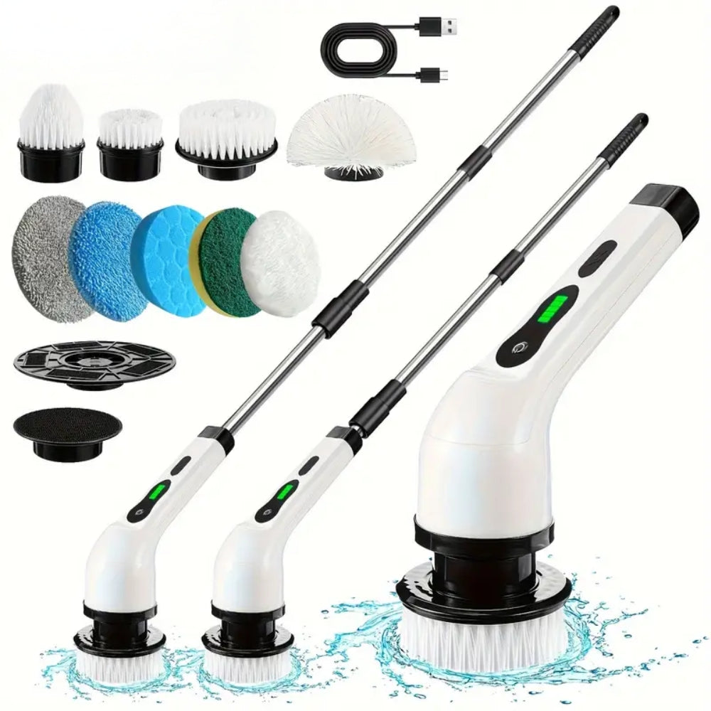 9 In 1 Cordless Rechargeable Electric Spin Scrubber Turbo Cleaning Brush
