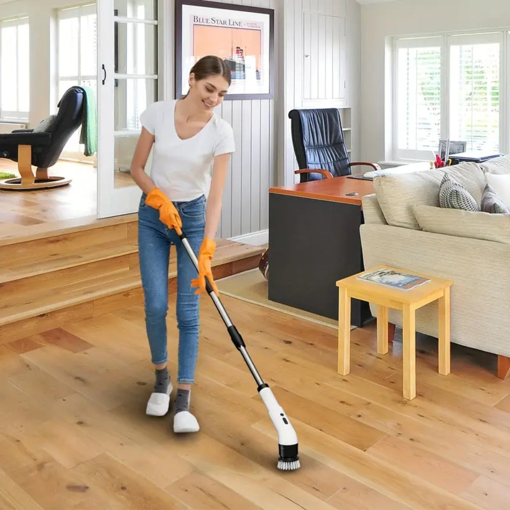 9 In 1 Cordless Rechargeable Electric Spin Scrubber Turbo Cleaning Brush