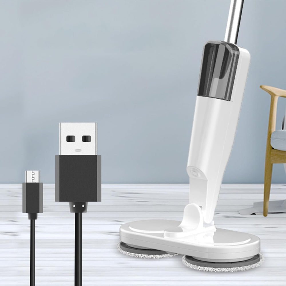Double Head Electric Spin Mop Cleaner Floor Polisher Sweeper Usb