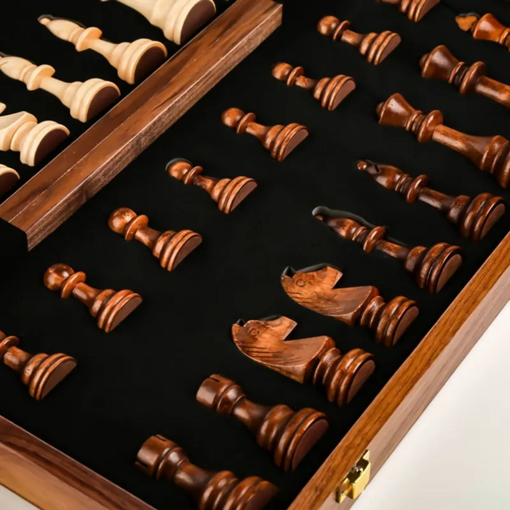 3 In 1 Chess Board Set With Checkers And Backgammon