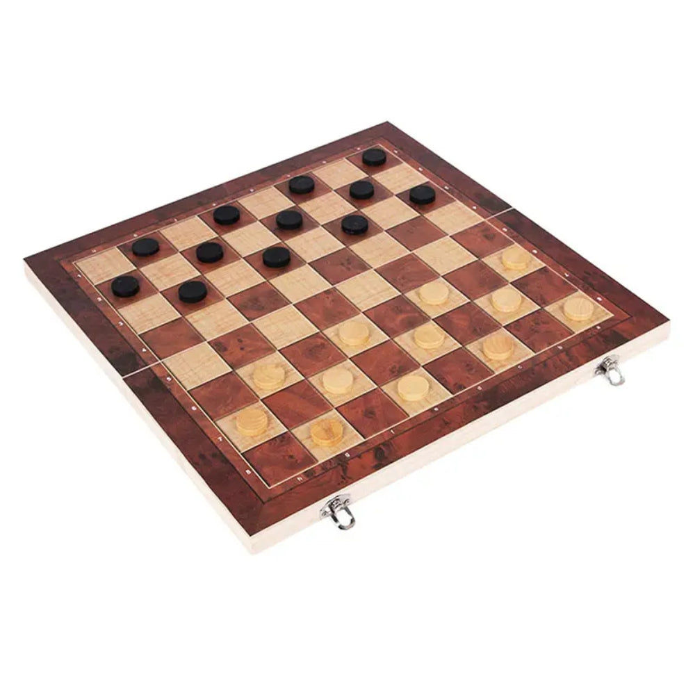 3 In 1 Chess Board Set With Checkers And Backgammon