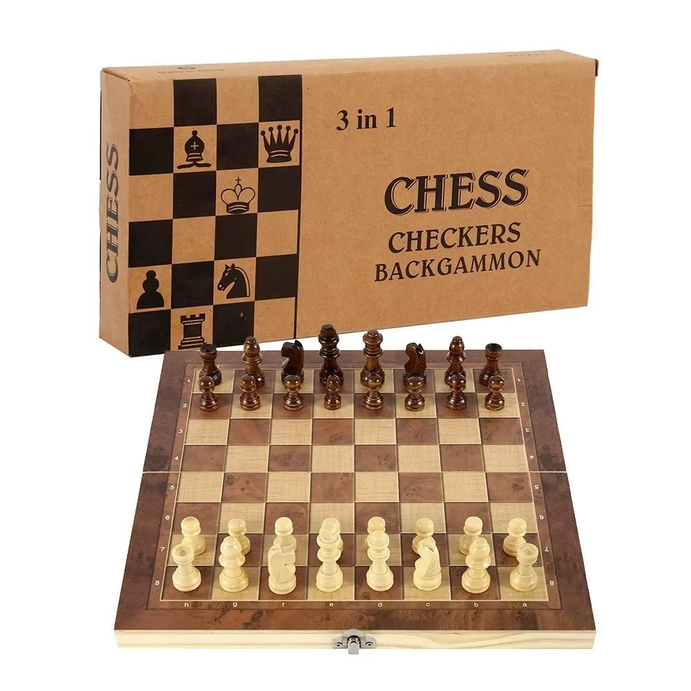 3 In 1 Chess Board Set With Checkers And Backgammon