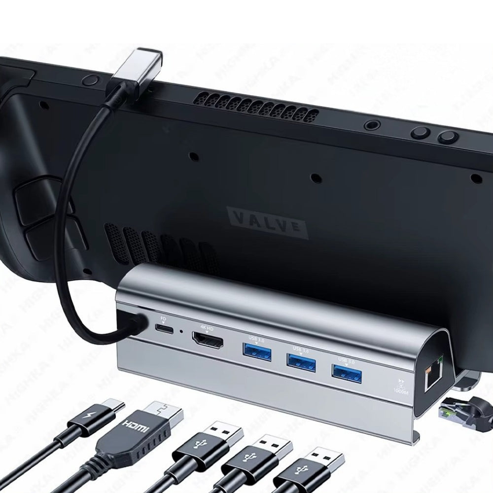 Steam Deck 6 In 1 Docking Station With Hdmi 4K Usb 3.0 Ethernet And 60W Pd