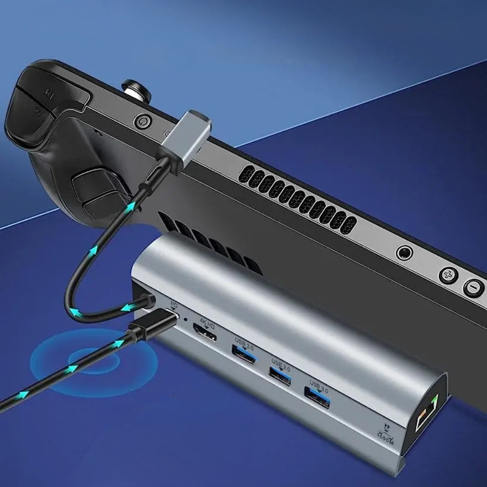 Steam Deck 6 In 1 Docking Station With Hdmi 4K Usb 3.0 Ethernet And 60W Pd