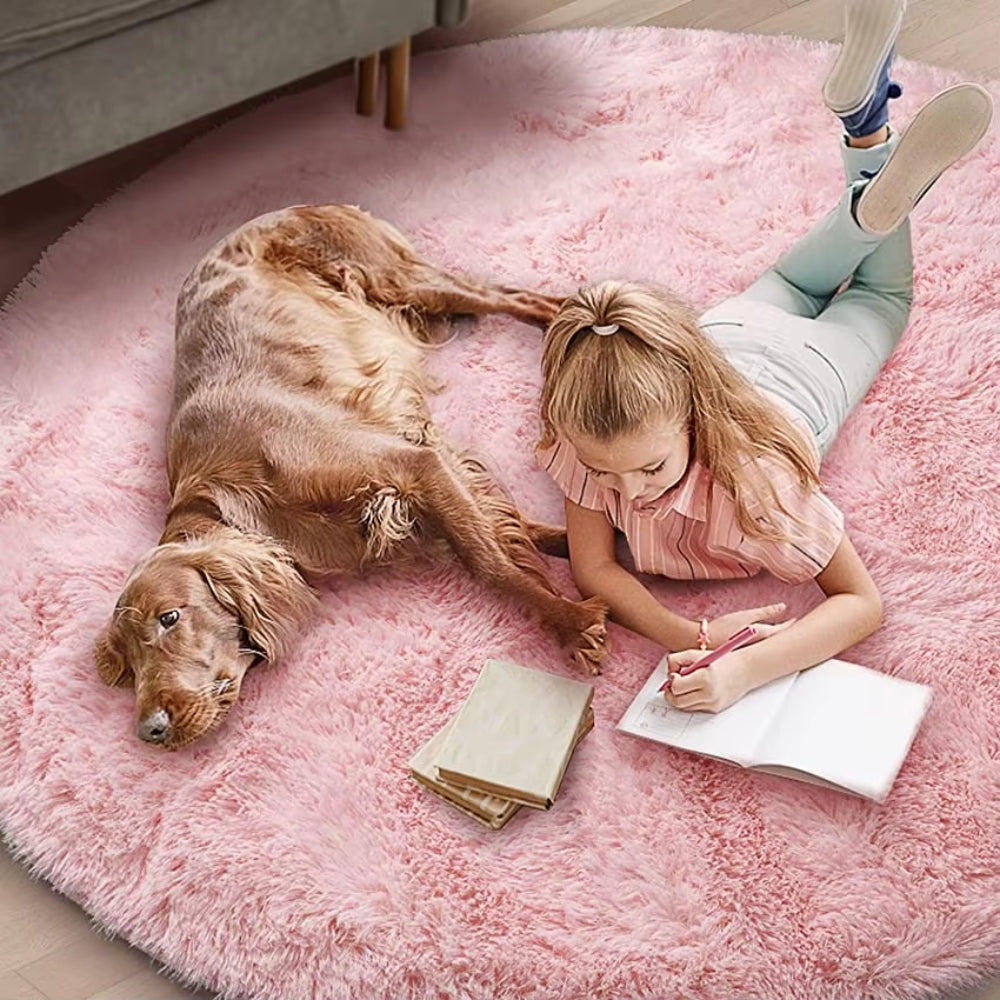 Ultra Soft Fluffy Round Shaggy Rug Carpet For Kids Bedroom