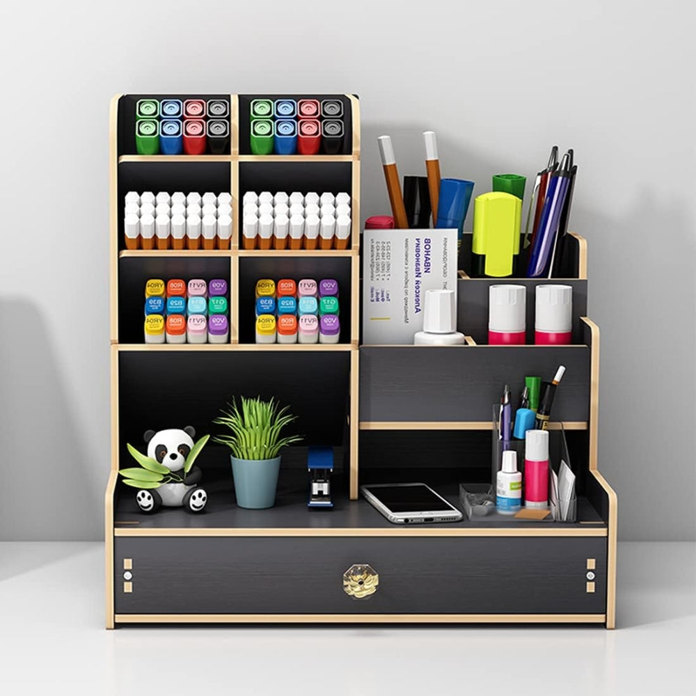 Desk Organiser Diy Desktop Tidy Pen Holder With Drawer