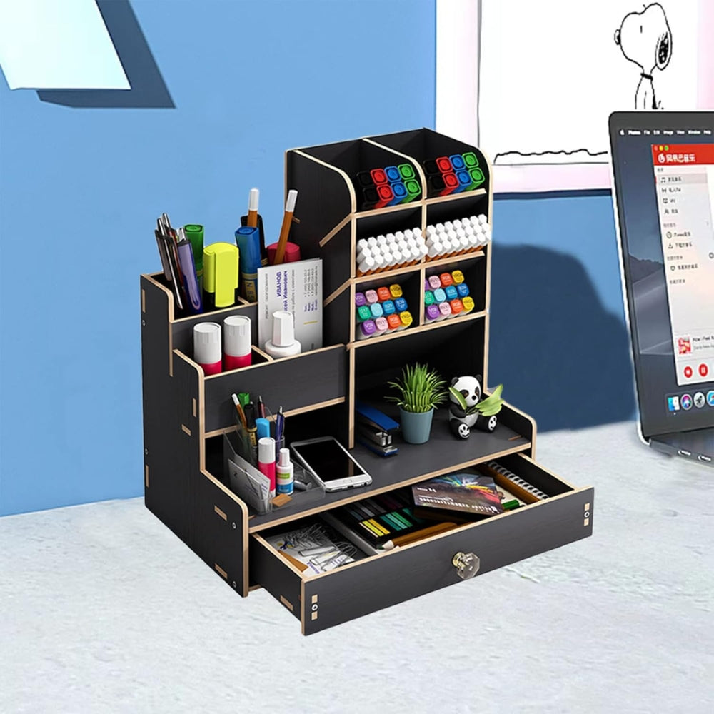 Desk Organiser Diy Desktop Tidy Pen Holder With Drawer