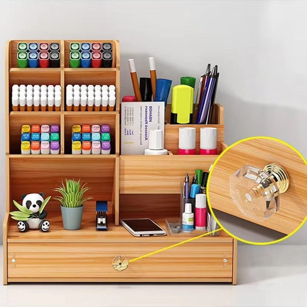 Desk Organiser Diy Desktop Tidy Pen Holder With Drawer